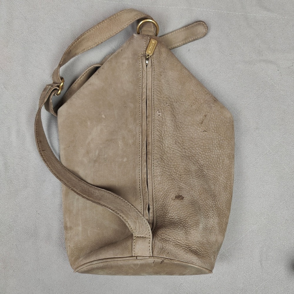 Vintage‎ Coach Sonoma Flat Pack Sling Bag Tan Nubuck Leather Purse FLAWED - Picture 2 of 10